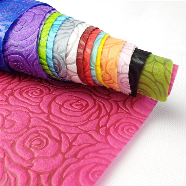 Flower wrapping nonwoven material colorful rose design Embossed nonwoven fabric