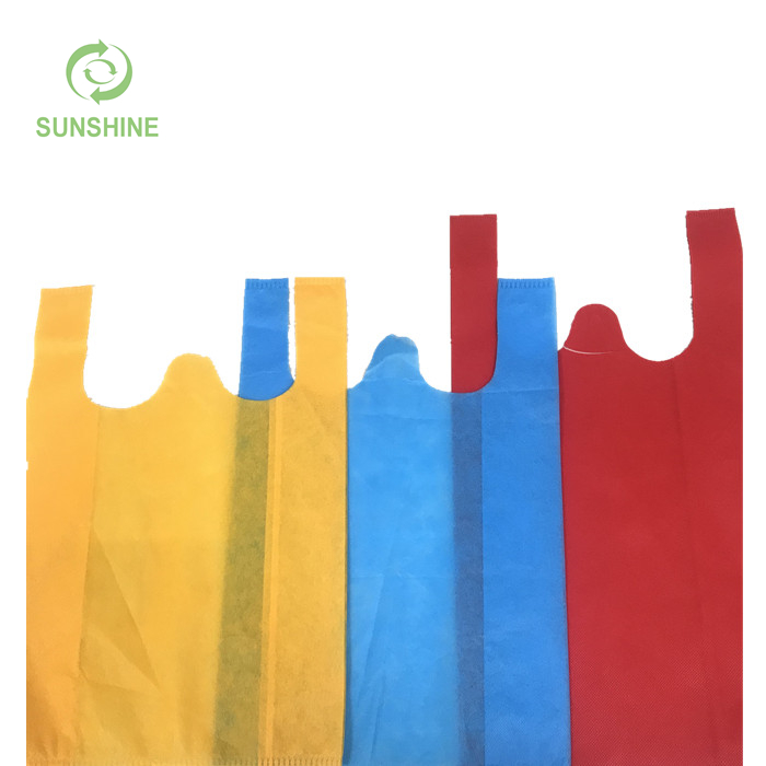 Colorful 100% Polypropylene Spunbond Non Woven Fabric T-shirt Bag for Shopping Bags