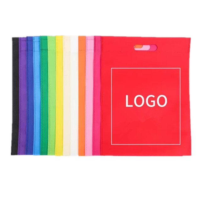 China Factory 45-70gsm Colorful 100%pp Spunbond Nonwoven D-cut Shopping Bags Nonwoven Bags