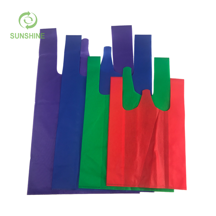 Colorful PP Non Woven T-shirt Bag for Shopping PP Spunbonded Nonwoven T-shirt Bags 