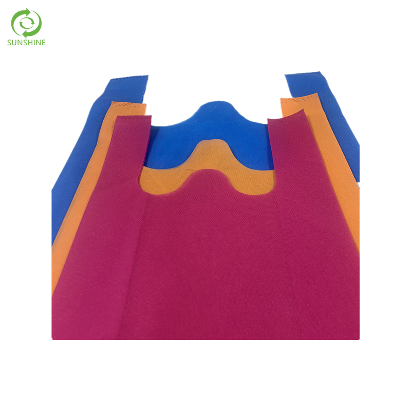Reusable Colorful 40gsm 100%pp Spunbond Non Woven T-shirt Shopping Bags with Logos
