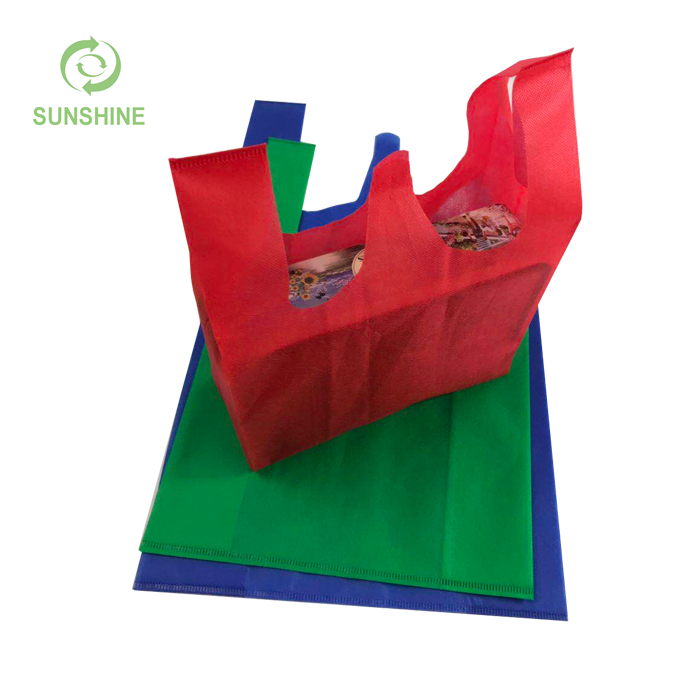 Eco-friendly T-shirt Bag for Shopping Bag PP Spun-bonded Non Woven T-shirt Bags Colorful PP NonWoven 